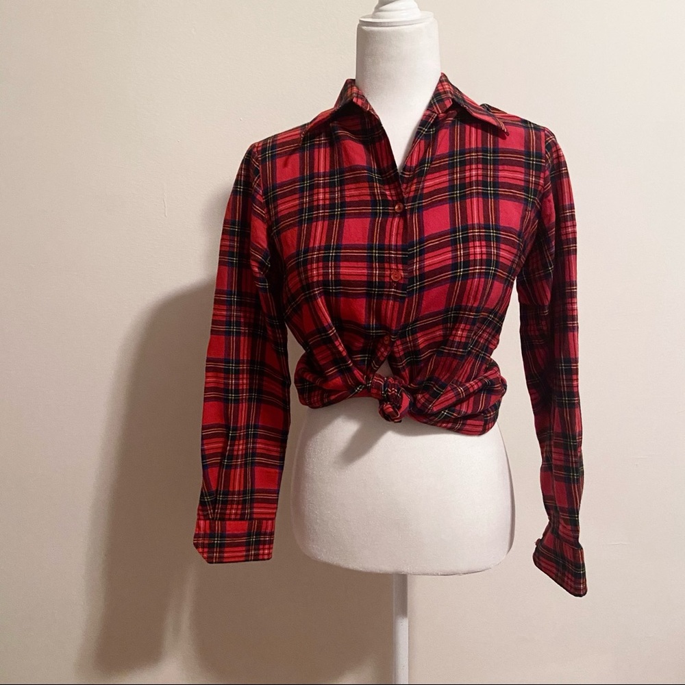 Vintage red plaid button down shirt